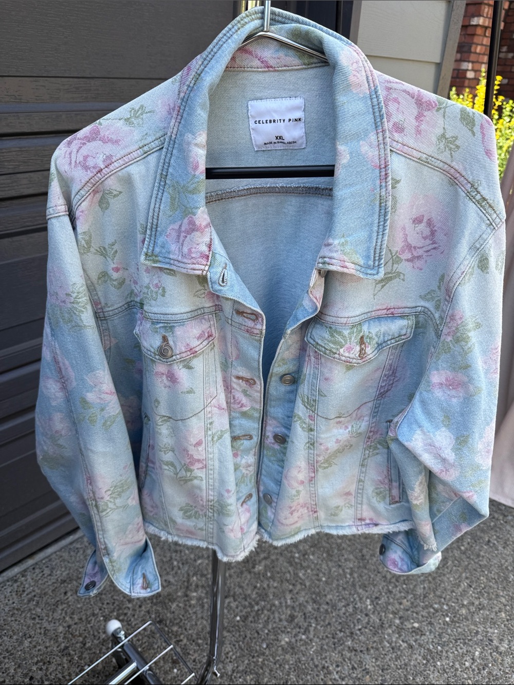 Celebrity Pink Floral Pastel Washed Denim Jacket